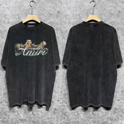 Amiri Washed Distressed T Shirt Printed Trendy Pure Cotton