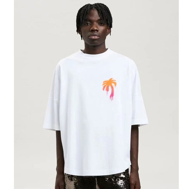 Palm Angle T Shirts Colorful Logo Pattern Couple Half Sleeve Shirt