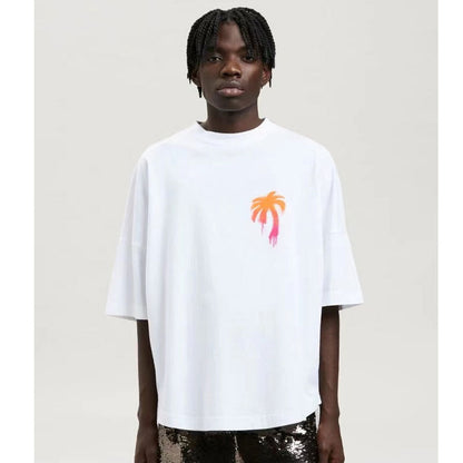 Palm Angle T Shirts Colorful Logo Pattern Couple Half Sleeve Shirt