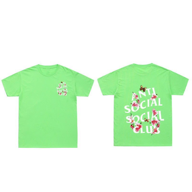 Anti Social Club T Shirt Summer Short Sleeve T-shirt Printed Short T Loose