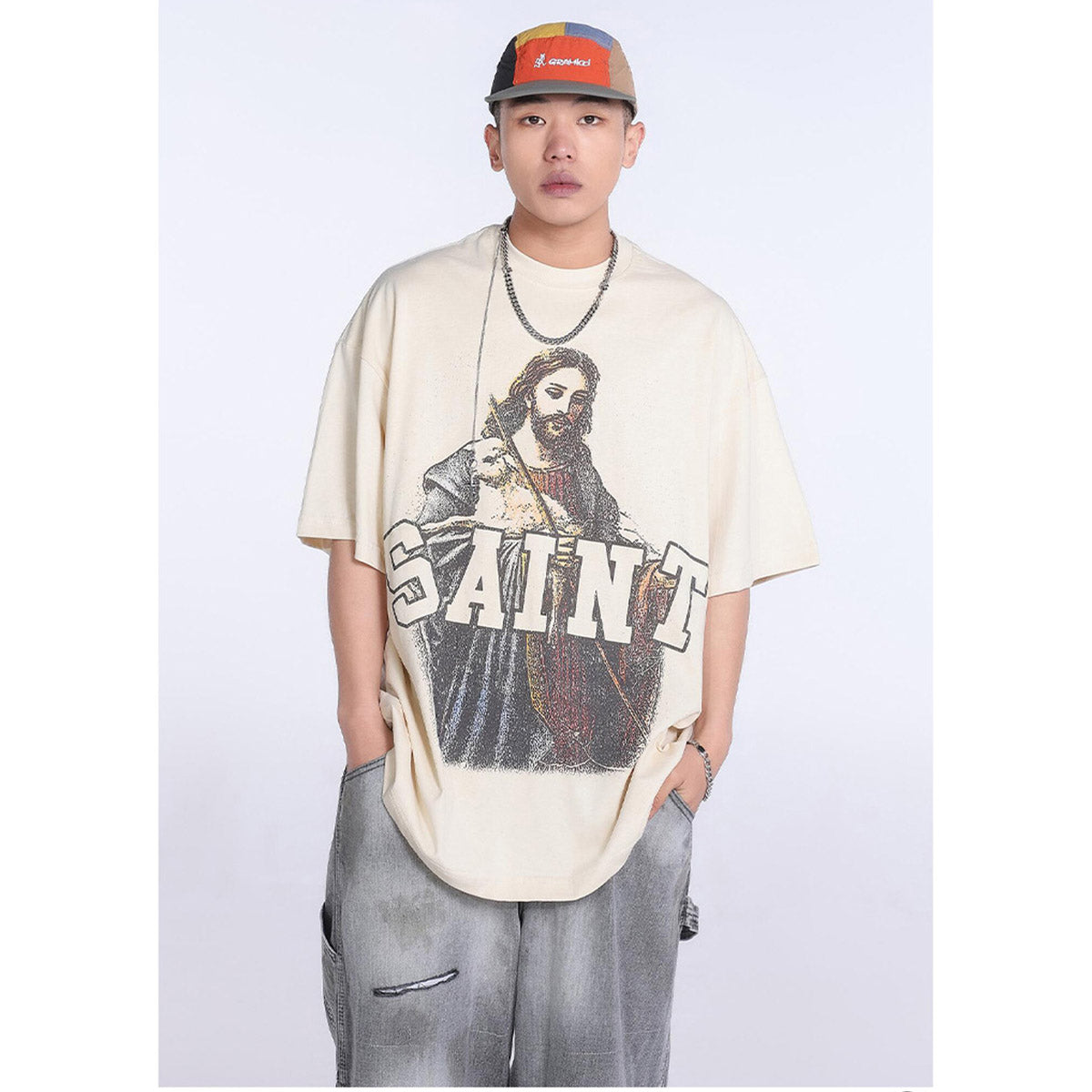 Unisex T-Shirts Saint Michael Jesus Printed VINTAGET Shirt
