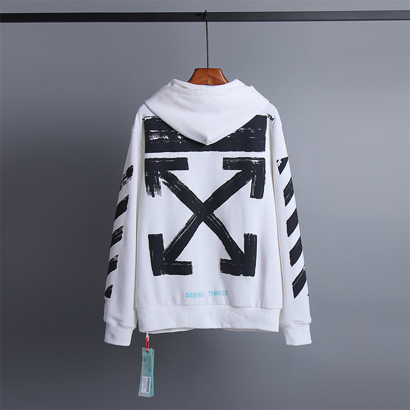 OW Hoodie Foamed Classic Arrow Pattern Sweatshirt