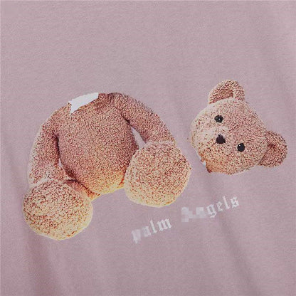 Palm Angels T Shirts Broken Bear Printed round Neck Short Sleeve T-shirt