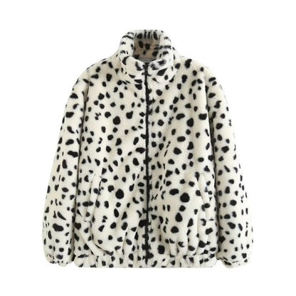 Women Cotton Coat Chessboard Plaid Coat Winter Loose Lapel