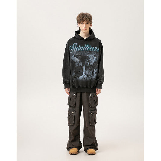 Unisex Hoodies Saint Michael Distressed Loose Hoodie