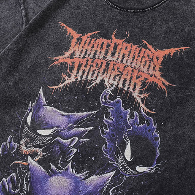 Men T-shirt Hip Hop Retro Heavy Half Sleeve Tee