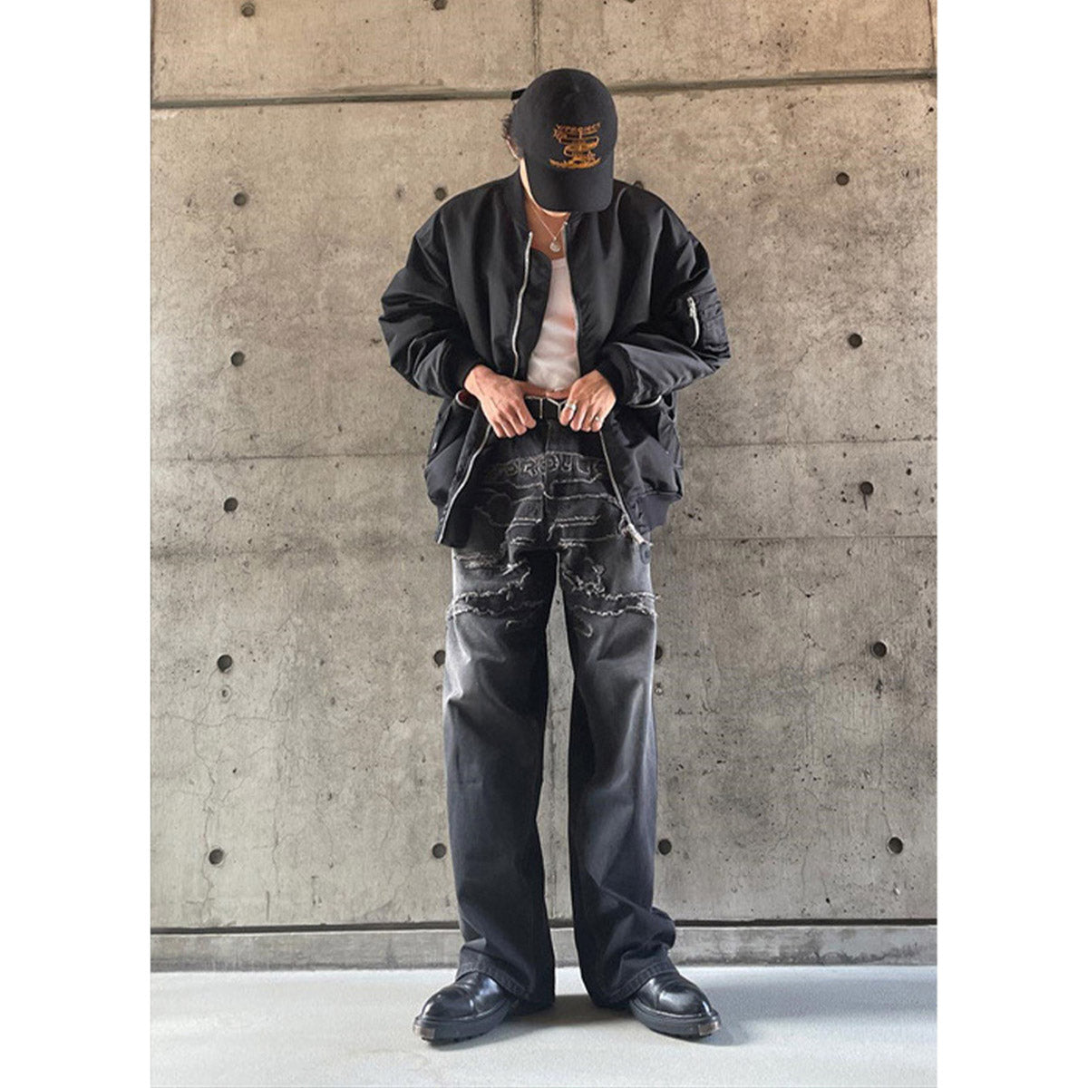 Unisex Pants Make Old Patch Embroidered Loose Jeans