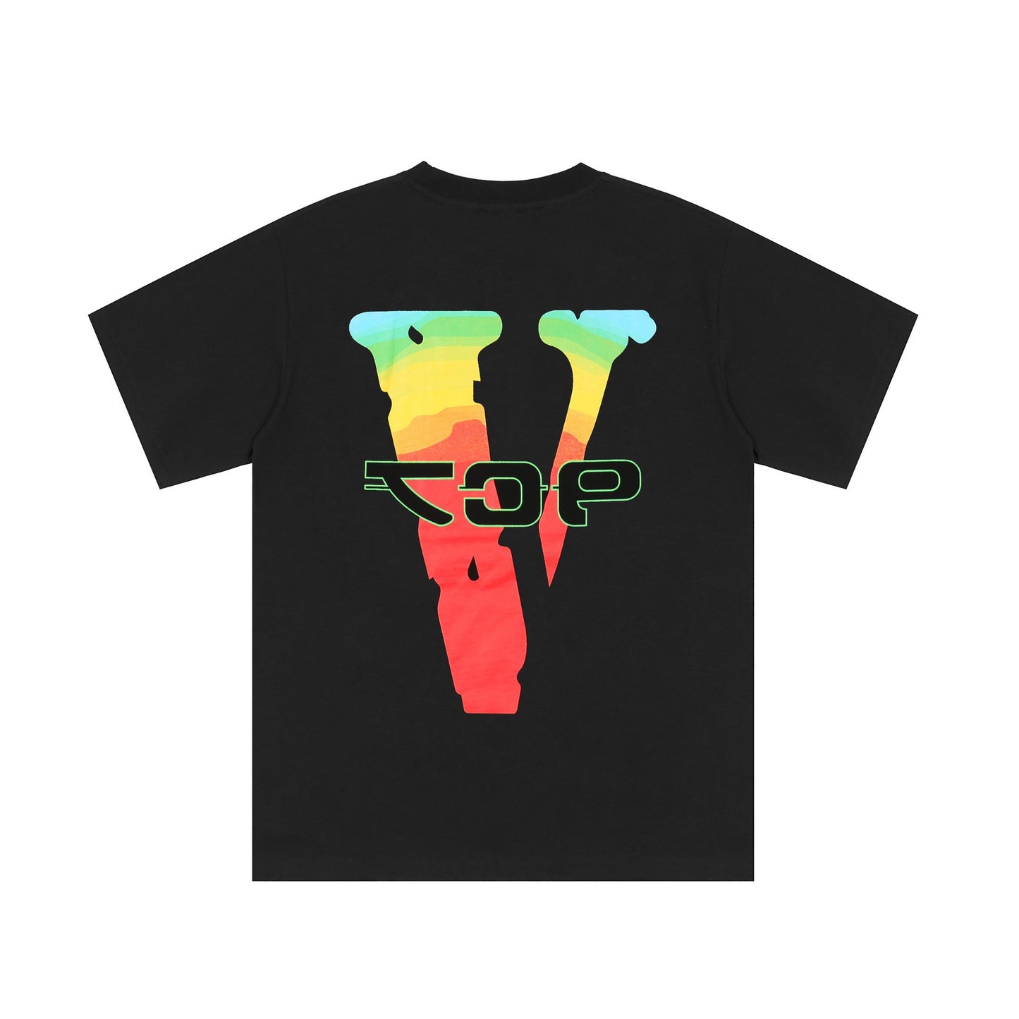 Vlone T Shirts Colorful Portrait Large V Printed Short Sleeve T-shirt Men and Women Hip Hop Loose Half Sleeve