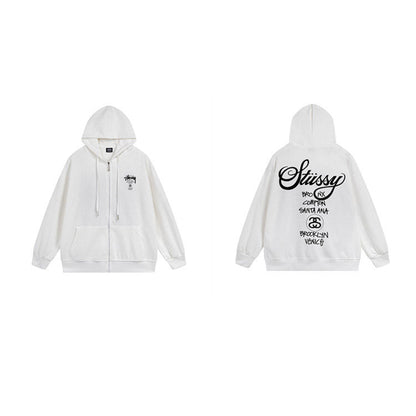 Stussy Hoodie Zip-Up Cardigan Fleece Hooded Sweater