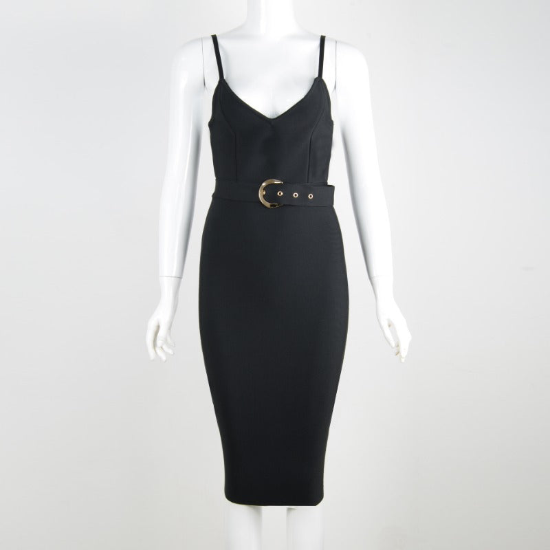 Women's Evening Dress Strap Belt Dress Sexy Slim Fit Bandage Dress