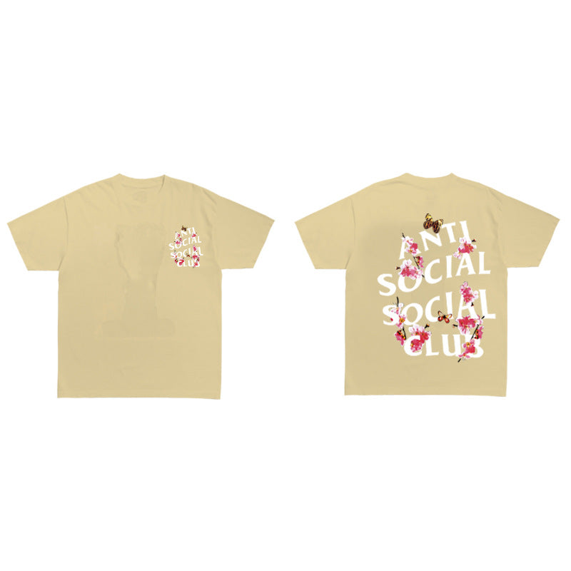Anti Social Club T Shirt Summer Short Sleeve T-shirt Printed Short T Loose