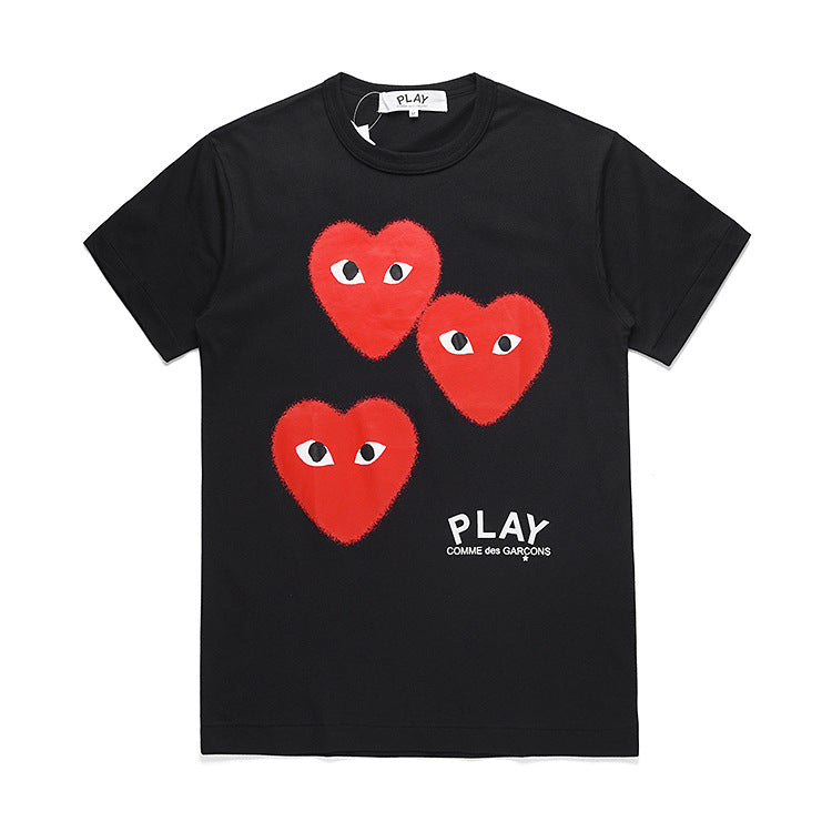 CDG Be Kind T Shirt Three Hazy Heart Short Sleeve T-shirt