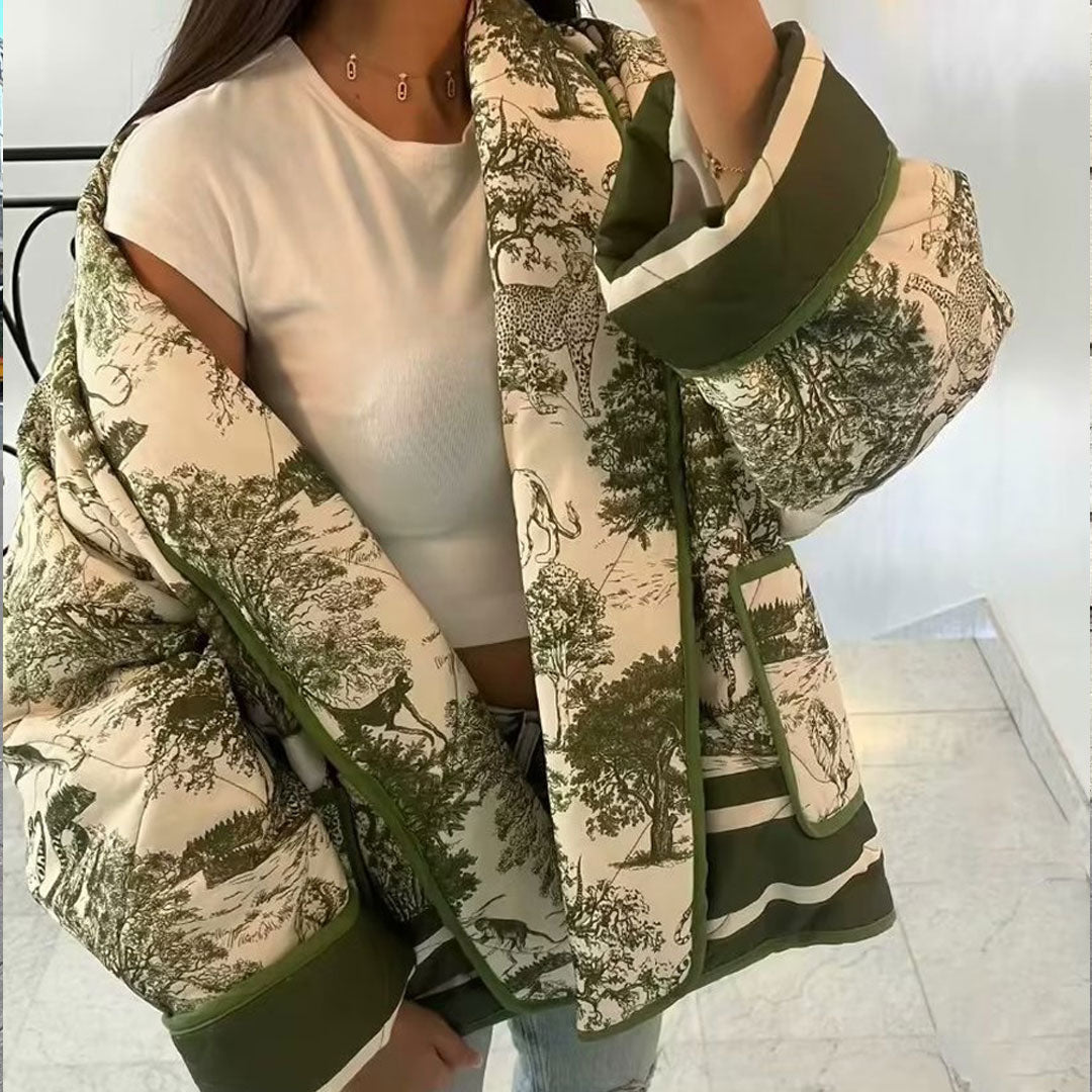 Women Cotton Coat Double Pocket Jacket Fashion