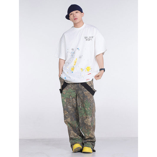 Unisex T-Shirts GALLERY DEPT Ink Splashing Hand-painted Loose T-shirt
