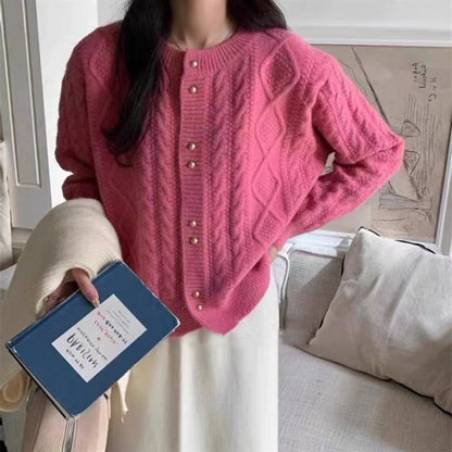 Women Knitted Cardigan Spring Single-Breasted Short Knitted Jacket