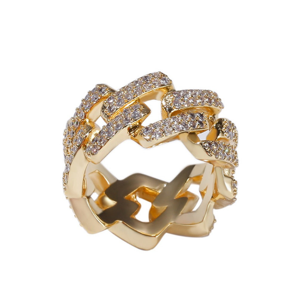 Rings Microencrusted Zircon 2 Rows Diamond Hip Hop Cuban St. Valentine's