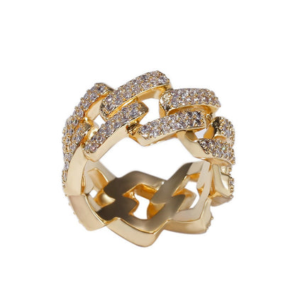 Rings Microencrusted Zircon 2 Rows Diamond Hip Hop Cuban St. Valentine's