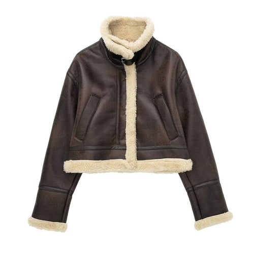 Women Cotton Coat Vintage Fur Loose Fleece