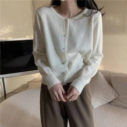 Women Knitwear Spring and Autumn Vintage Sweater round Neck Cardigan Jacket