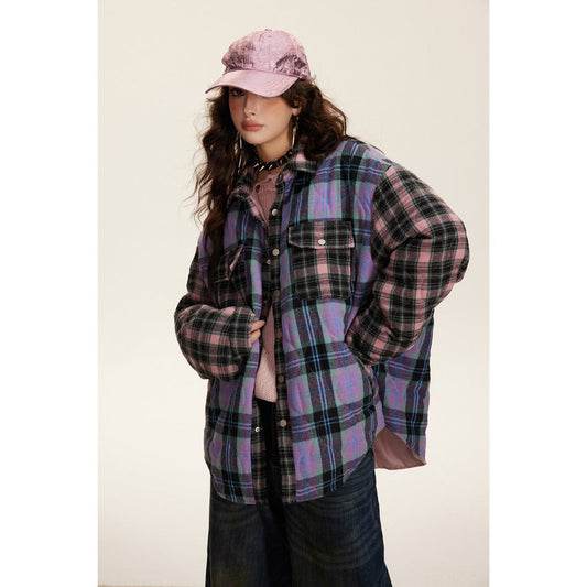 Unisex Coat Plaid Couple Coat Warm