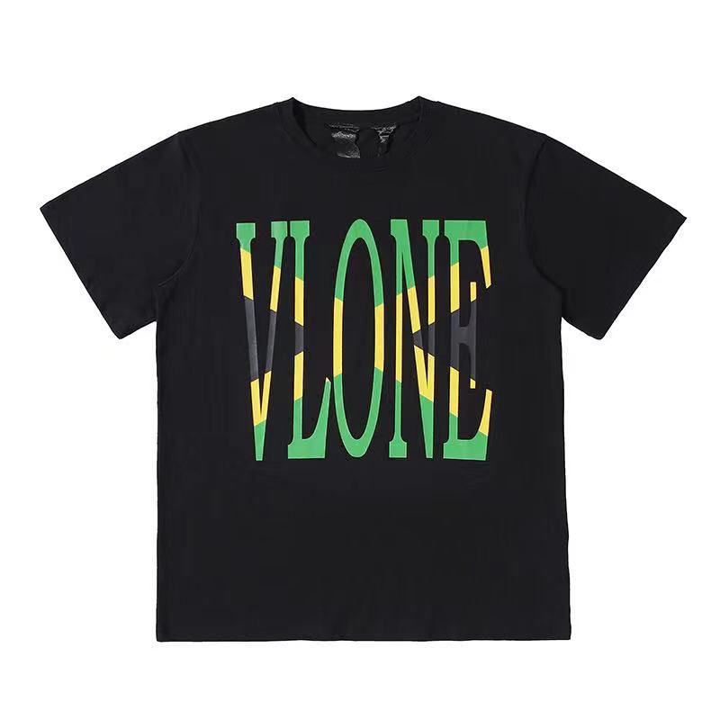 Vlone T Shirts Large V Printed Loose Couple Short Sleeve Men's and Women's T-shirt behind Flame Limit