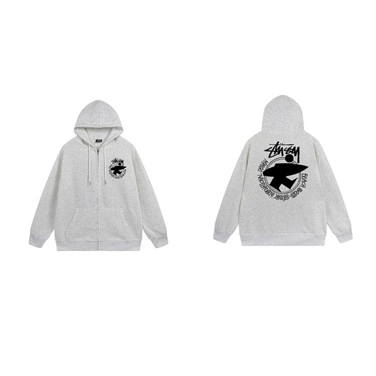 Stussy Hoodie Zip-Up Cardigan Fleece Hooded Sweater