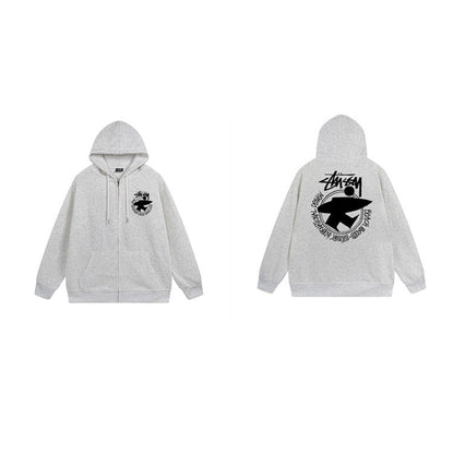 Stussy Hoodie Zip-Up Cardigan Fleece Hooded Sweater