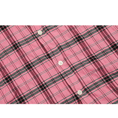 Unisex Shirts Our Legacy Pink Checked Loose Shirt