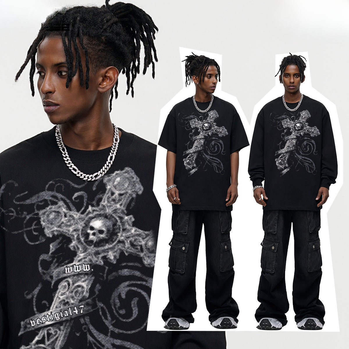 Vintage T-shirts printed short-sleeved t-shirts washed and made old t-shirts