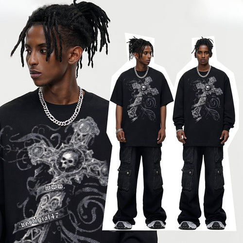 Vintage T-shirts printed short-sleeved t-shirts washed and made old t-shirts