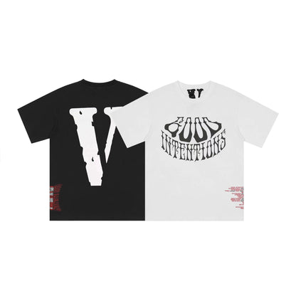 Vlone T Shirts Irregular Letter Print Short-Sleeve T-shirt Men and Women Couple BF Loose Half Sleeve