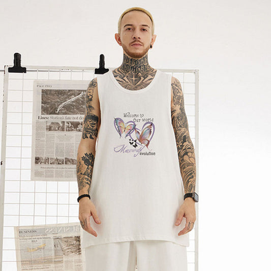 Men Vest Sleeveless T-shirt Oversize Couple Sports Vest