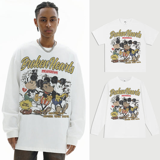 Vintage T-shirts Short Sleeve T-Shirt Cotton Printed Loose T-Shirt