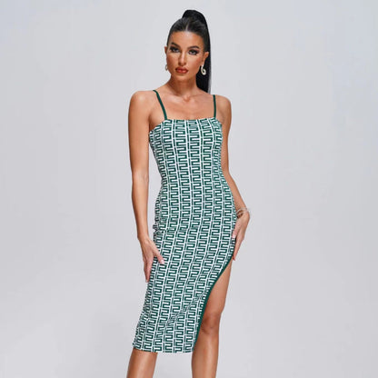 Women's Evening Dress Slim Fit Bandage One-Piece Dress Sling High Slit Dress