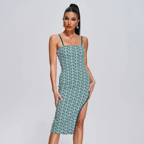 Women's Evening Dress Slim Fit Bandage One-Piece Dress Sling High Slit Dress