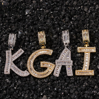 Jewelry T square zircon English letter pendant Word Up Spectrum