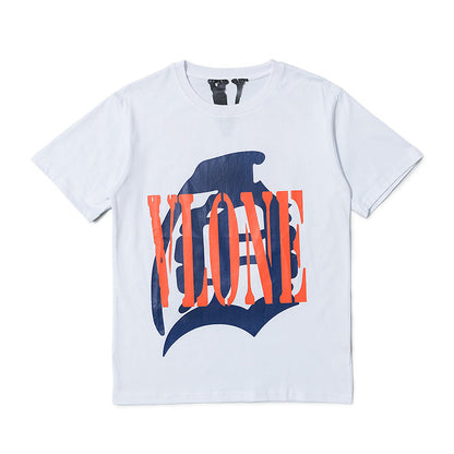 Vlone T Shirts Evil Smiley Face Big V Loose Short Sleeve T-shirt