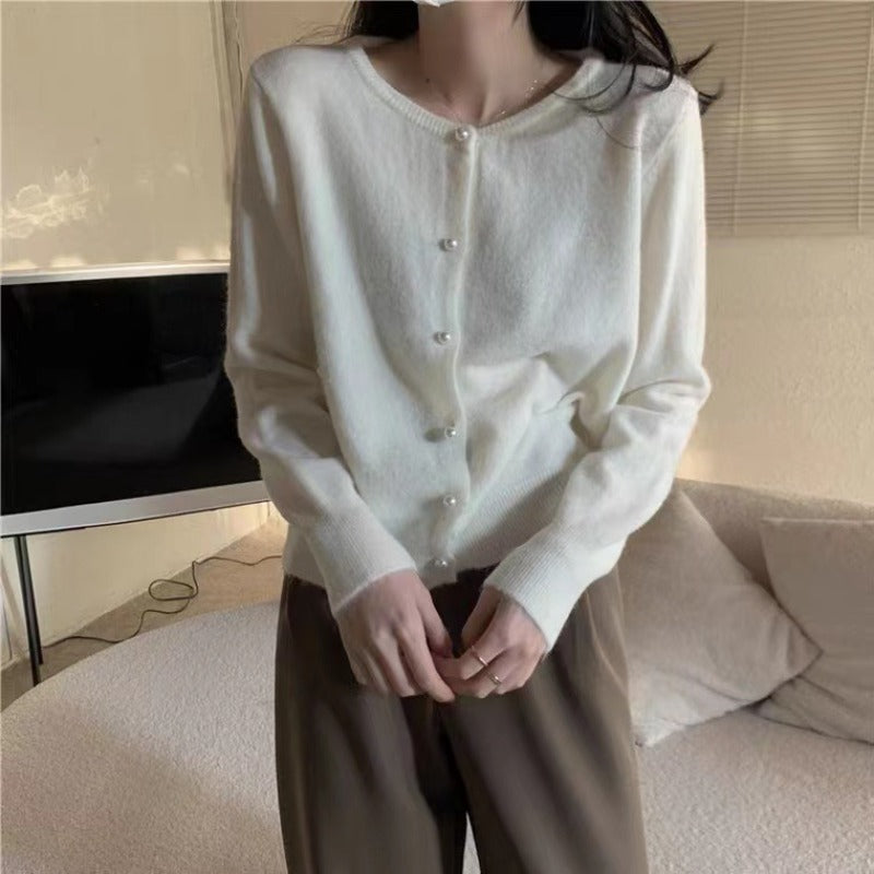 Women Knitwear Spring and Autumn Vintage Sweater round Neck Cardigan Jacket