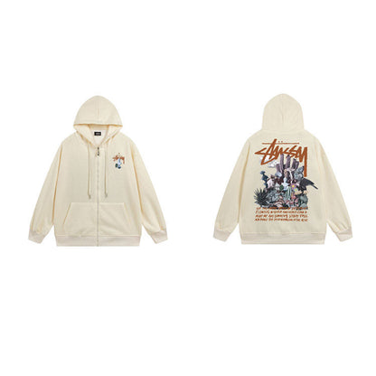 Stussy Hoodie Zip-Up Cardigan Fleece Hooded Sweater