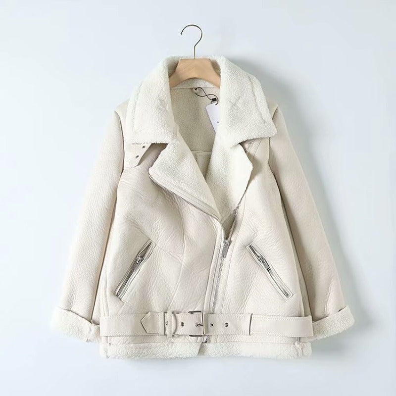 Women Cotton Coat Fashion Locomotive Style PU Leather Jacket