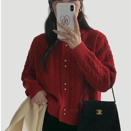 Women Knitted Cardigan Spring Single-Breasted Short Knitted Jacket