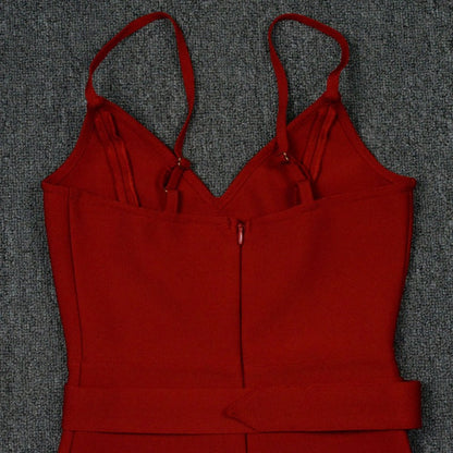 Women's Evening Dress Strap Belt Dress Sexy Slim Fit Bandage Dress