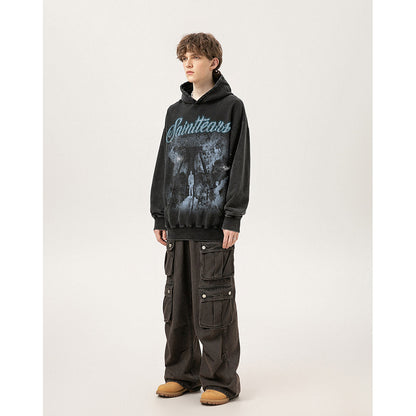 Unisex Hoodies Saint Michael Distressed Loose Hoodie