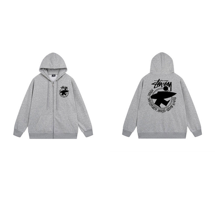 Stussy Hoodie Zip-Up Cardigan Fleece Hooded Sweater