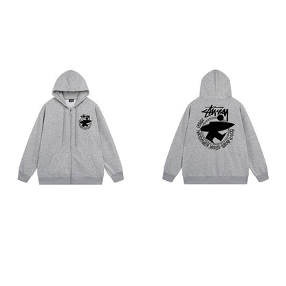 Stussy Hoodie Zip-Up Cardigan Fleece Hooded Sweater