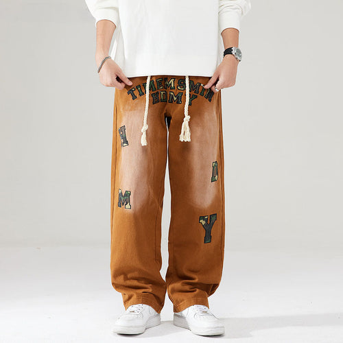 Cargo Pants Patch Loose Casual Pants