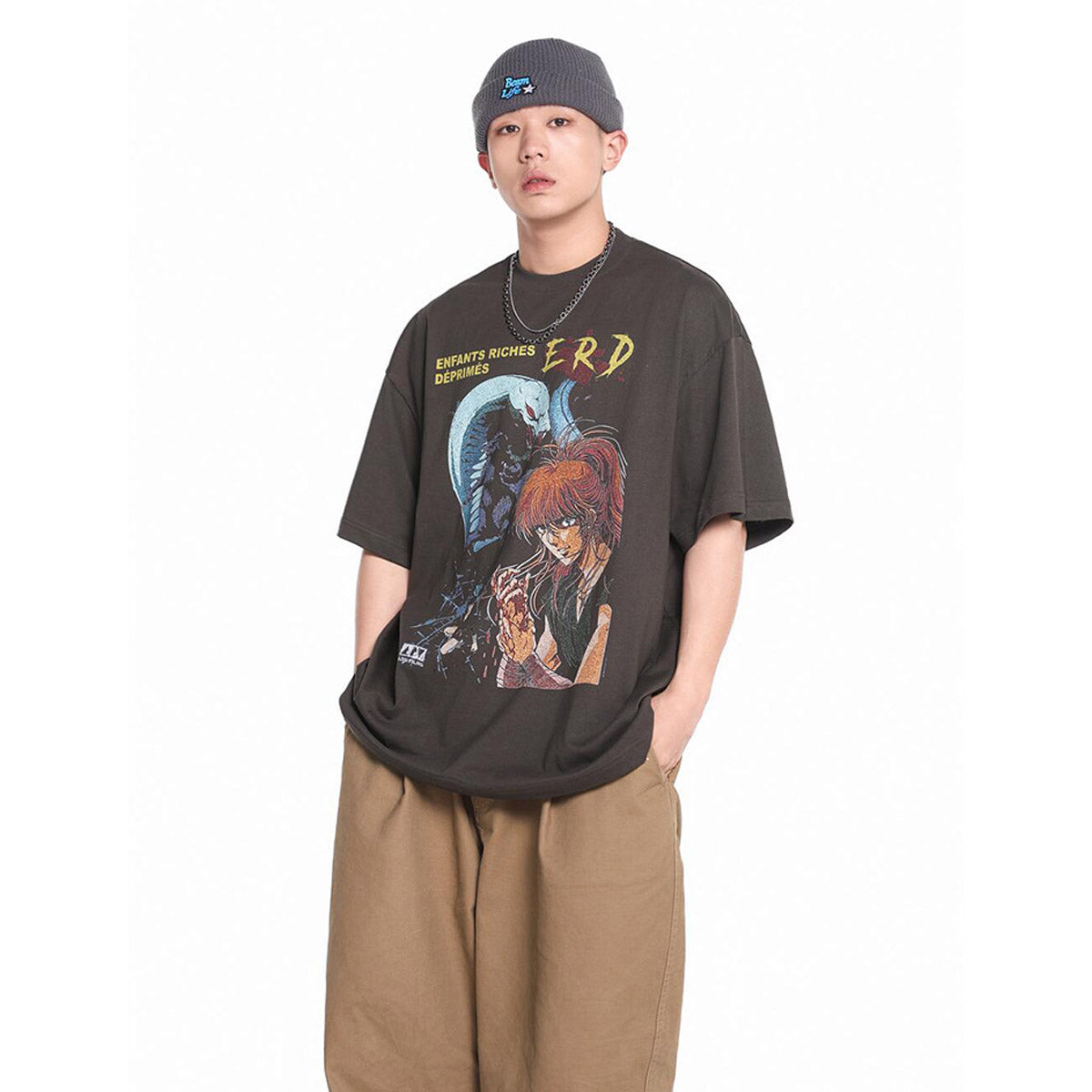Unisex T-Shirts ERD Melancholic Rich Second Generation Anime Retro Loose T-Shirt