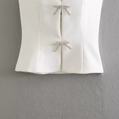 Women Tops Summer Bow Top Sexy Vest