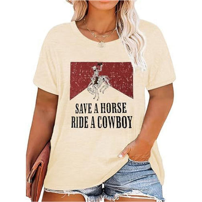 Plus Size Cowboy Shirt Cowgirls Tshirt Retro Rodeo Western