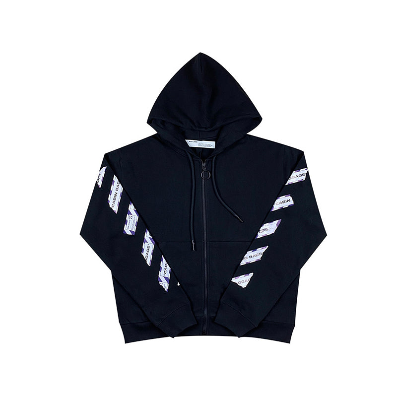 OW Hoodie Zipper Long Sleeve Sweatshirt Airport Cordon